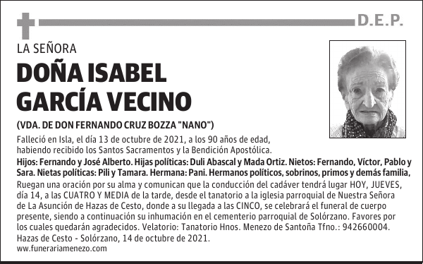 DOÑA ISABEL GARCÍA VECINO
