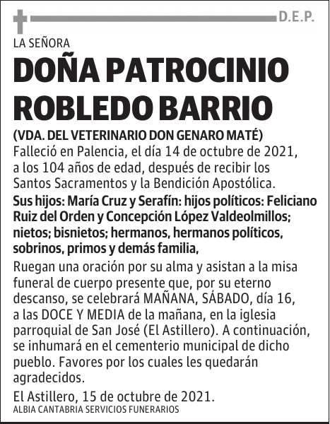 DOÑA PATROCINIO ROBLEDO BARRIO