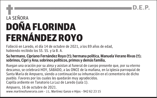 DOÑA FLORINDA FERNÁNDEZ ROYO