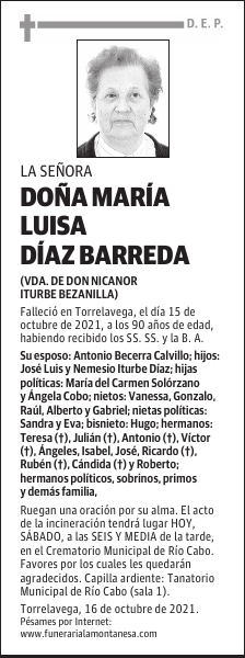 DOÑA MARÍA LUISA DÍAZ BARREDA
