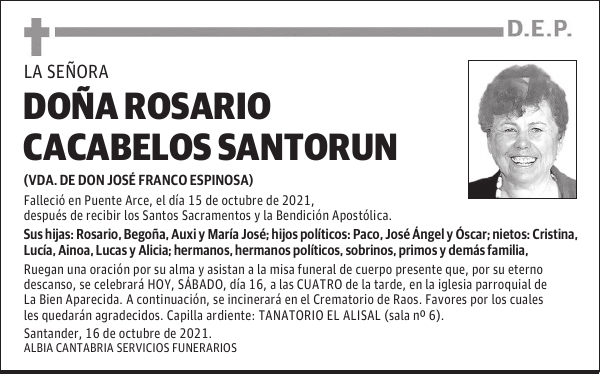 DOÑA ROSARIO CACABELOS SANTORUN