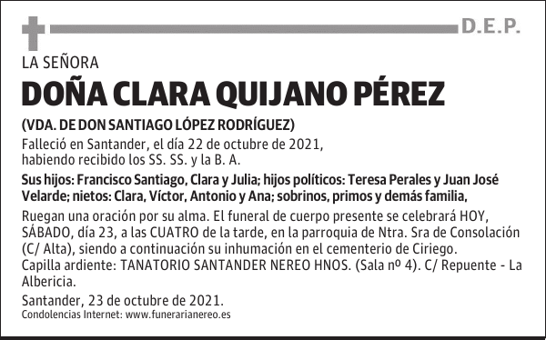 DOÑA CLARA QUIJANO PÉREZ
