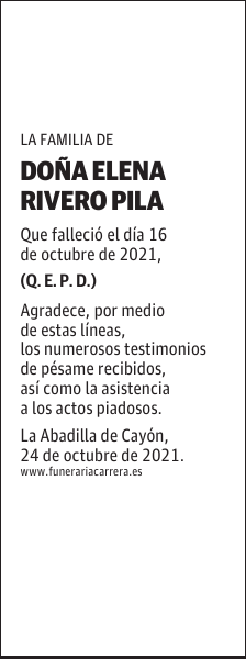 DOÑA ELENA RIVERO PILA