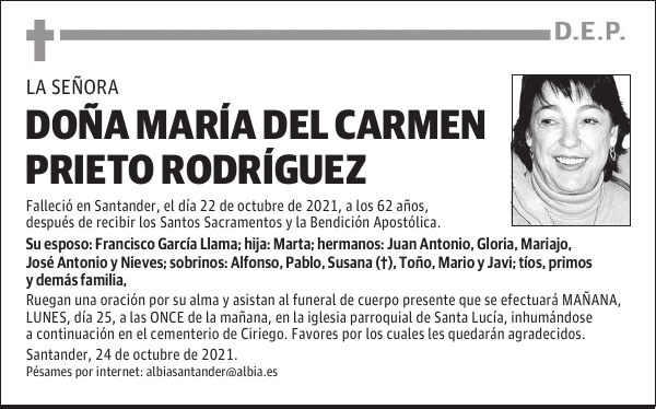 DOÑA MARÍA DEL CARMEN PRIETO RODRÍGUEZ