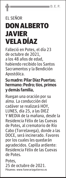 DON ALBERTO JAVIER VELA DÍAZ