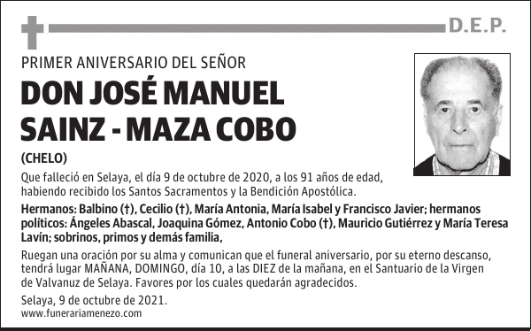 DON JOSÉ MANUEL SAINZ - MAZA COBO