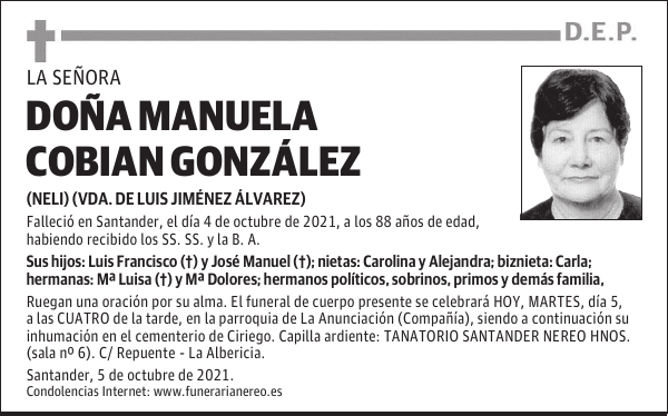 DOÑA MANUELA COBIAN GONZÁLEZ