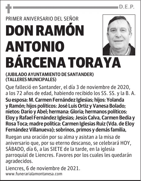 DON RAMÓN ANTONIO BÁRCENA TORAYA