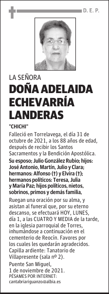 DOÑA ADELAIDA ECHEVARRÍA LANDERAS