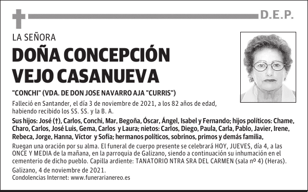 DOÑA CONCEPCIÓN VEJO CASANUEVA