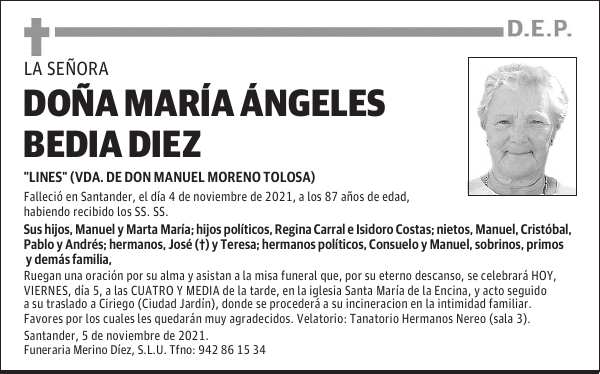 DOÑA MARÍA ÁNGELES BEDIA DIEZ