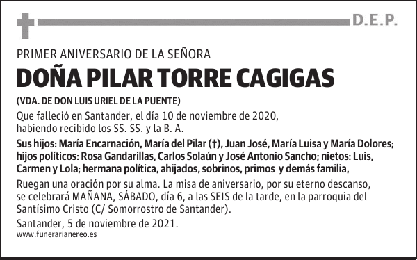 DOÑA PILAR TORRE CAGIGAS
