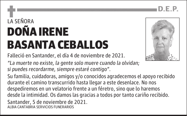 DOÑA IRENE BASANTA CEBALLOS