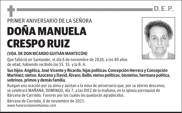 DOÑA MANUELA CRESPO RUIZ