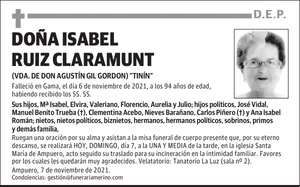 DOÑA ISABEL RUIZ CLARAMUNT
