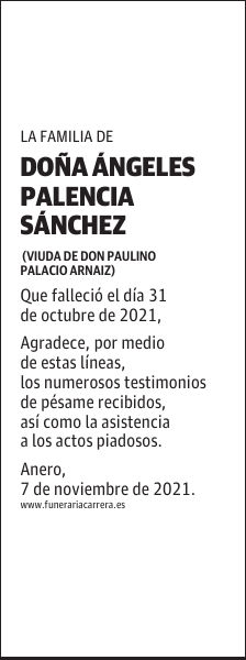 DOÑA ÁNGELES PALENCIA SÁNCHEZ