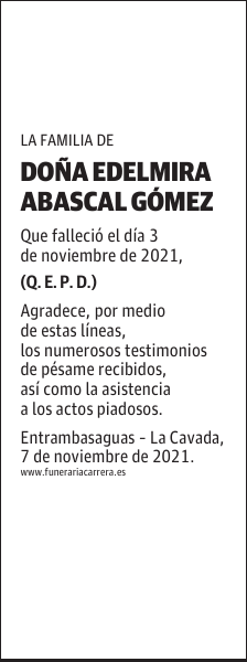 DOÑA EDELMIRA ABASCAL GÓMEZ