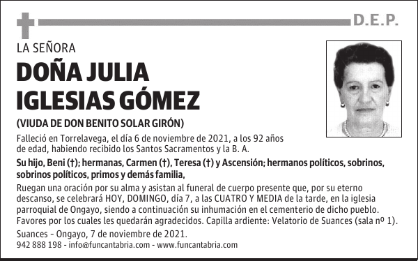 DOÑA JULIA IGLESIAS GÓMEZ
