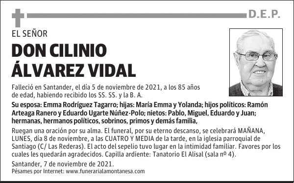 DON CILINIO ÁLVAREZ VIDAL