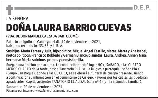DOÑA LAURA BARRIO CUEVAS