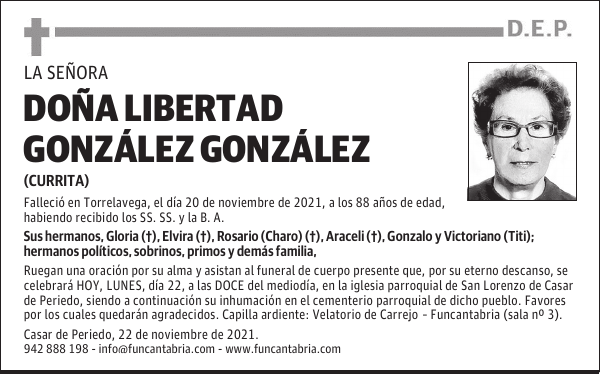 DOÑA LIBERTAD GONZÁLEZ GONZÁLEZ