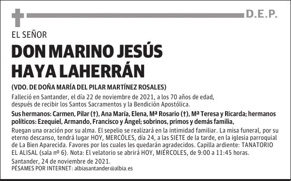 DON MARINO JESÚS HAYA LAHERRÁN