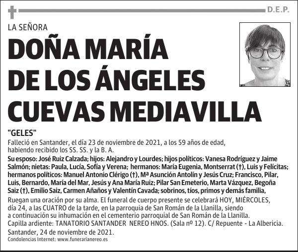 DOÑA MARÍA DE LOS ÁNGELES CUEVAS MEDIAVILLA