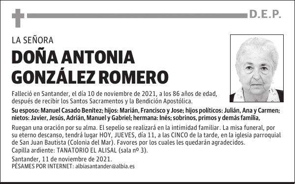 DOÑA ANTONIA GONZÁLEZ ROMERO
