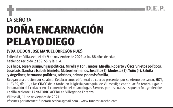 DOÑA ENCARNACIÓN PELAYO DIEGO