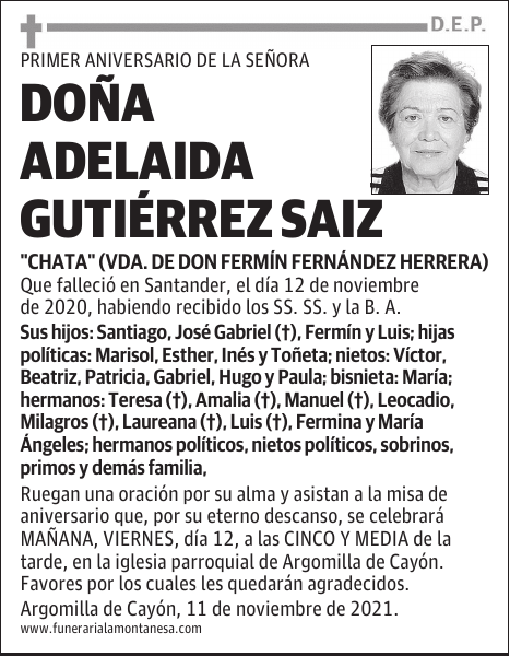 DOÑA ADELAIDA GUTIÉRREZ SAIZ