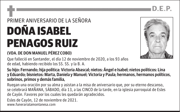 DOÑA ISABEL PENAGOS RUIZ