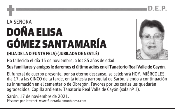 DOÑA ELISA GÓMEZ SANTAMARÍA