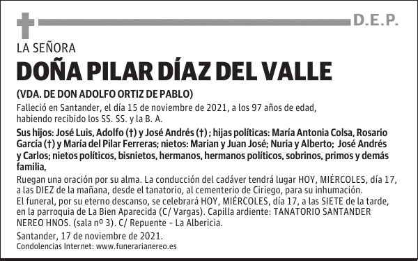 DOÑA PILAR DÍAZ DEL VALLE