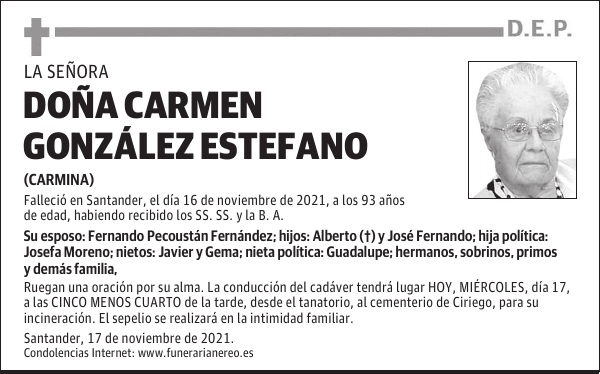 DOÑA CARMEN GONZÁLEZ ESTEFANO
