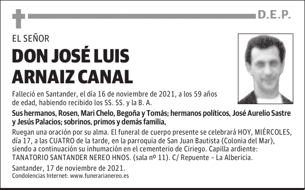 DON JOSÉ LUIS ARNAIZ CANAL