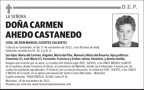 DOÑA CARMEN AHEDO CASTANEDO