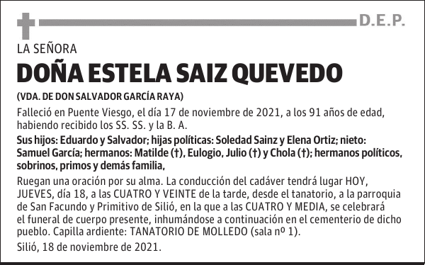 DOÑA ESTELA SAIZ QUEVEDO