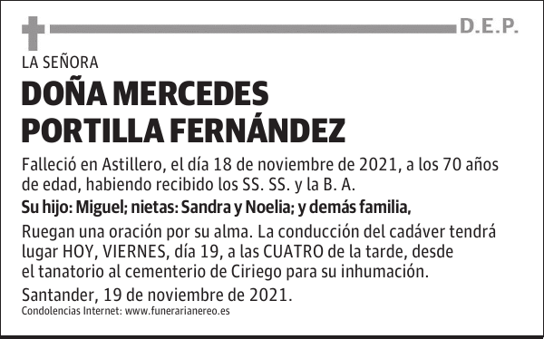 DOÑA MERCEDES PORTILLA FERNÁNDEZ