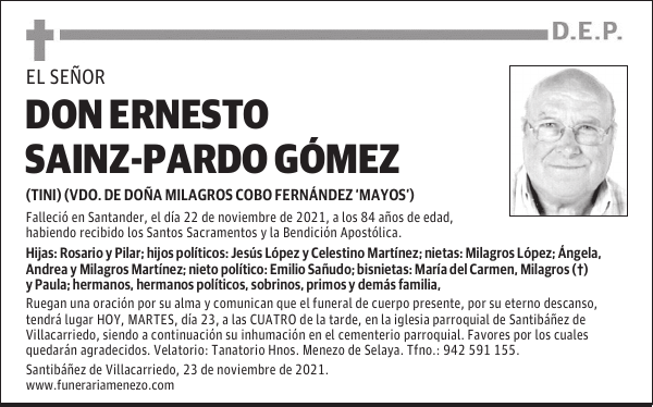 DON ERNESTO SAINZ-PARDO GÓMEZ