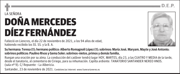 DOÑA MERCEDES DÍEZ FERNÁNDEZ
