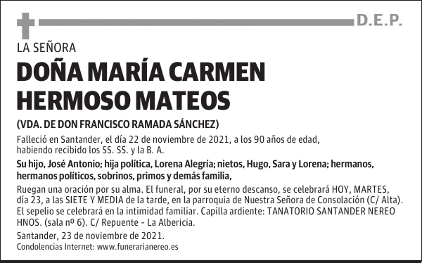 DOÑA MARÍA CARMEN HERMOSO MATEOS