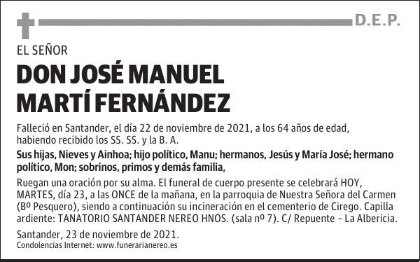 DON JOSÉ MANUEL MARTÍ FERNÁNDEZ