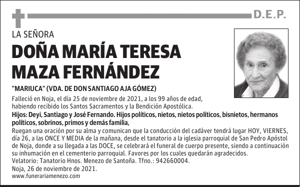 DOÑA MARÍA TERESA MAZA FERNÁNDEZ