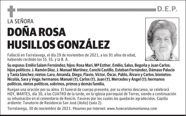 DOÑA ROSA HUSILLOS GONZÁLEZ
