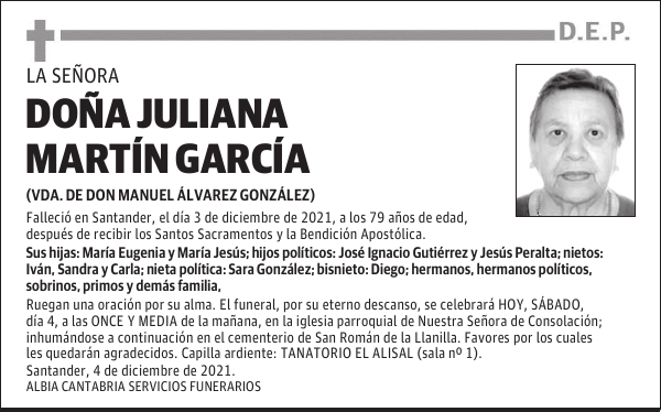 DOÑA JULIANA MARTÍN GARCÍA
