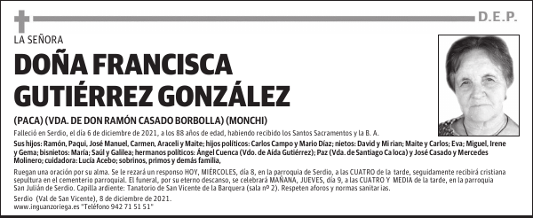 DOÑA FRANCISCA GUTIÉRREZ GONZÁLEZ