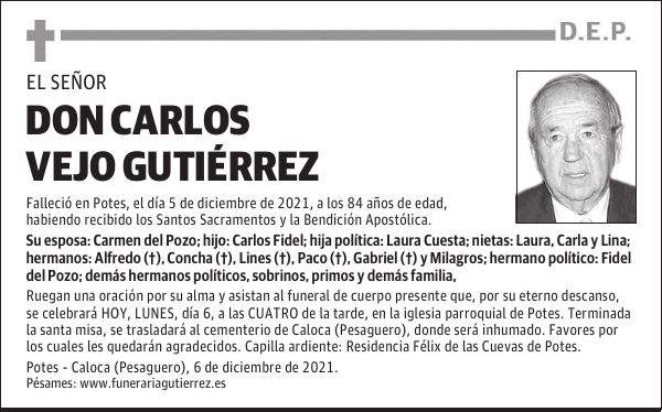 DON CARLOS VEJO GUTIÉRREZ