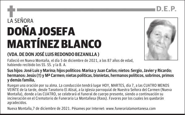 DOÑA JOSEFA MARTÍNEZ BLANCO