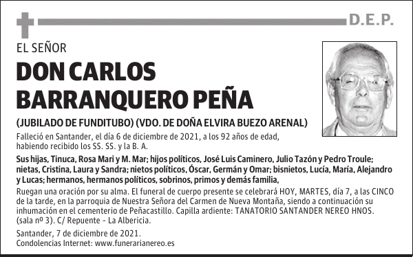 DON CARLOS BARRANQUERO PEÑA