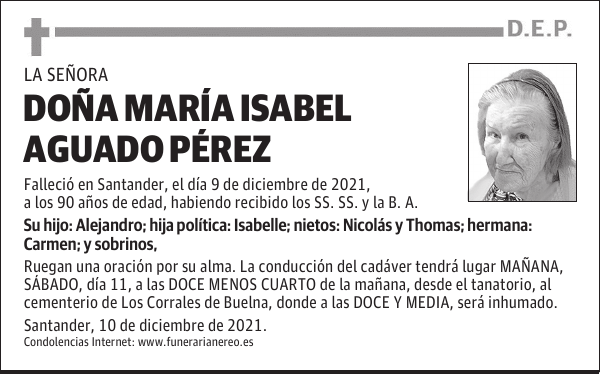 DOÑA MARÍA ISABEL AGUADO PÉREZ